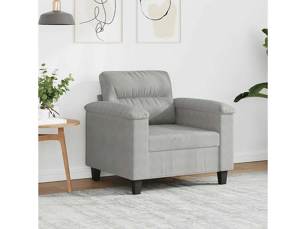 Fauteuil gris clair 60 cm tissu microfibre