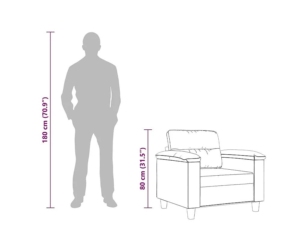 Fauteuil 60 cm microvezelstof taupe