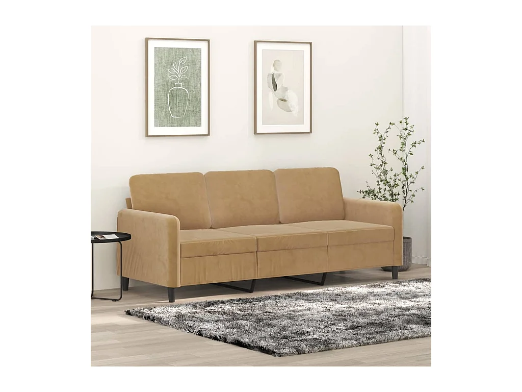 Canapé à 3 places Marron 180 cm Velours