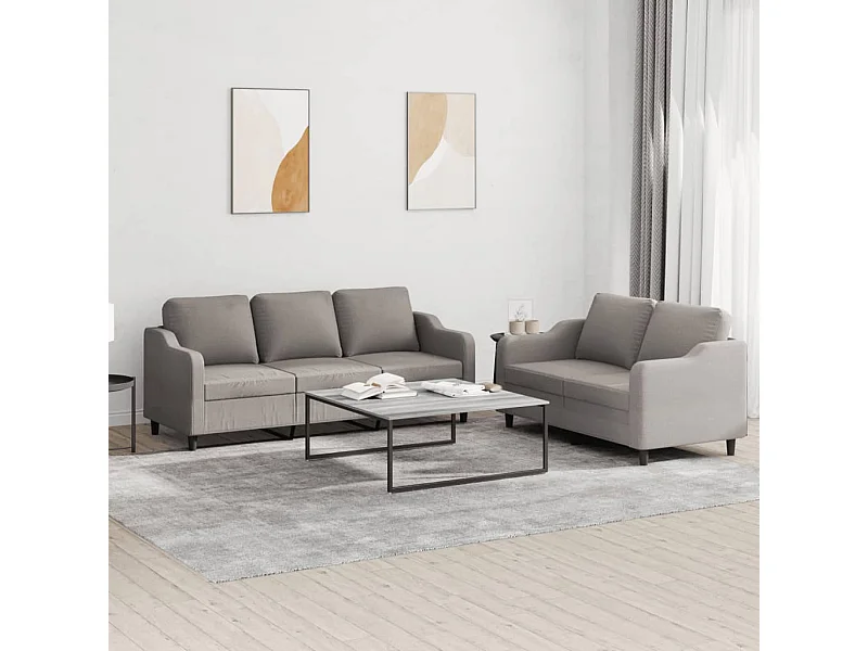 Ensemble de canapés 2 pcs avec coussins Taupe Tissu