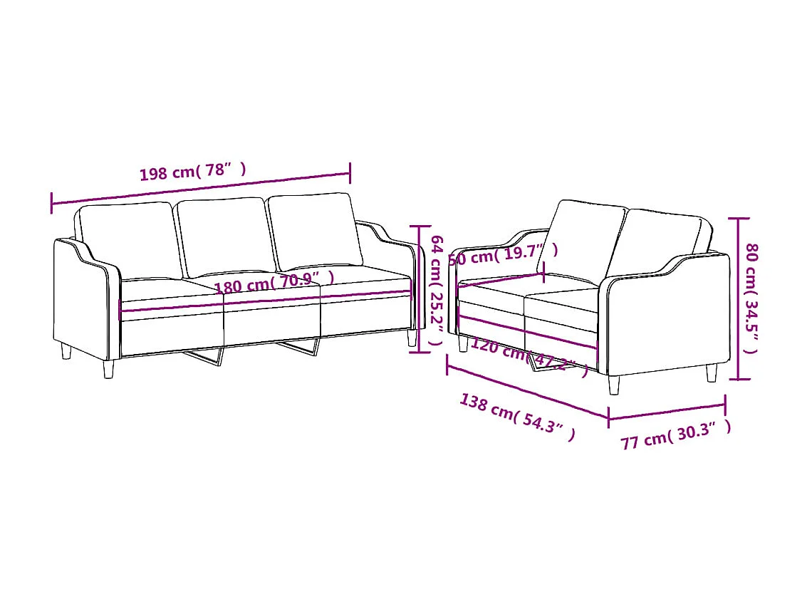 2-delige Loungeset met kussens stof taupe