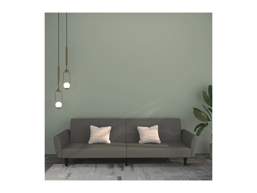 Schlafsofa 2-Sitzer Dunkelgrau Samt