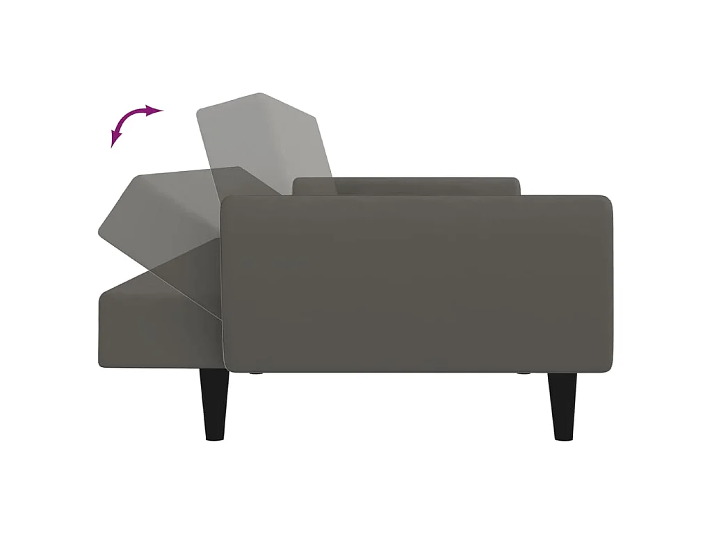 Canapé-lit à 2 places gris foncé velours