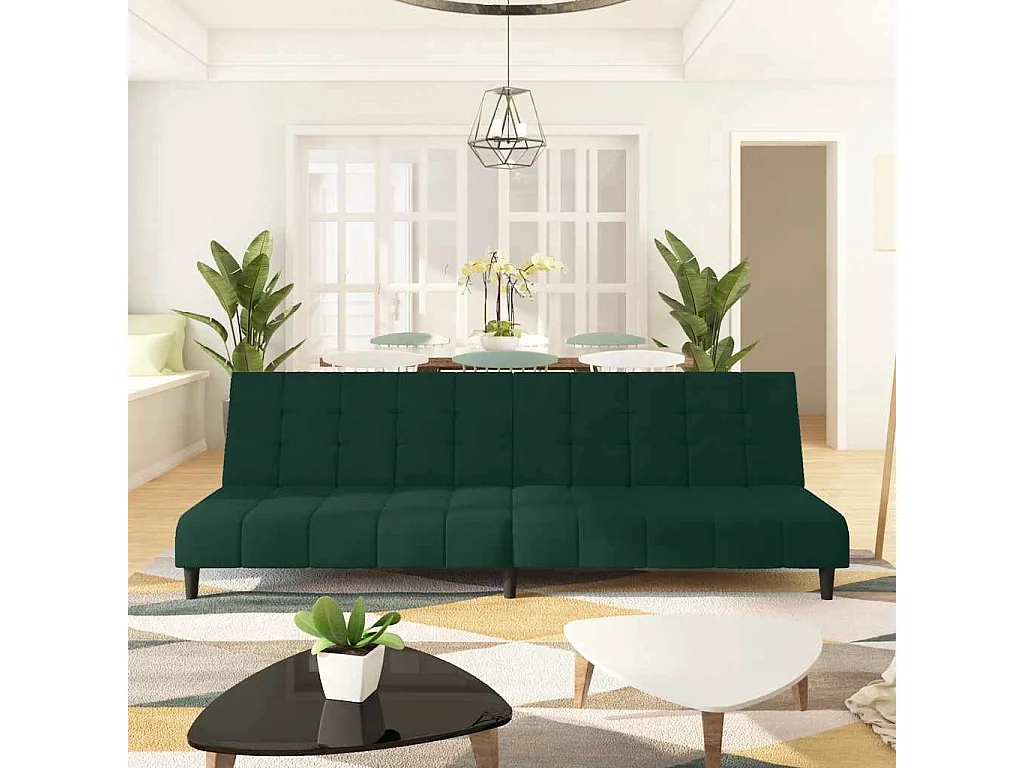 Schlafsofa 2-Sitzer Dunkelgrün Samt