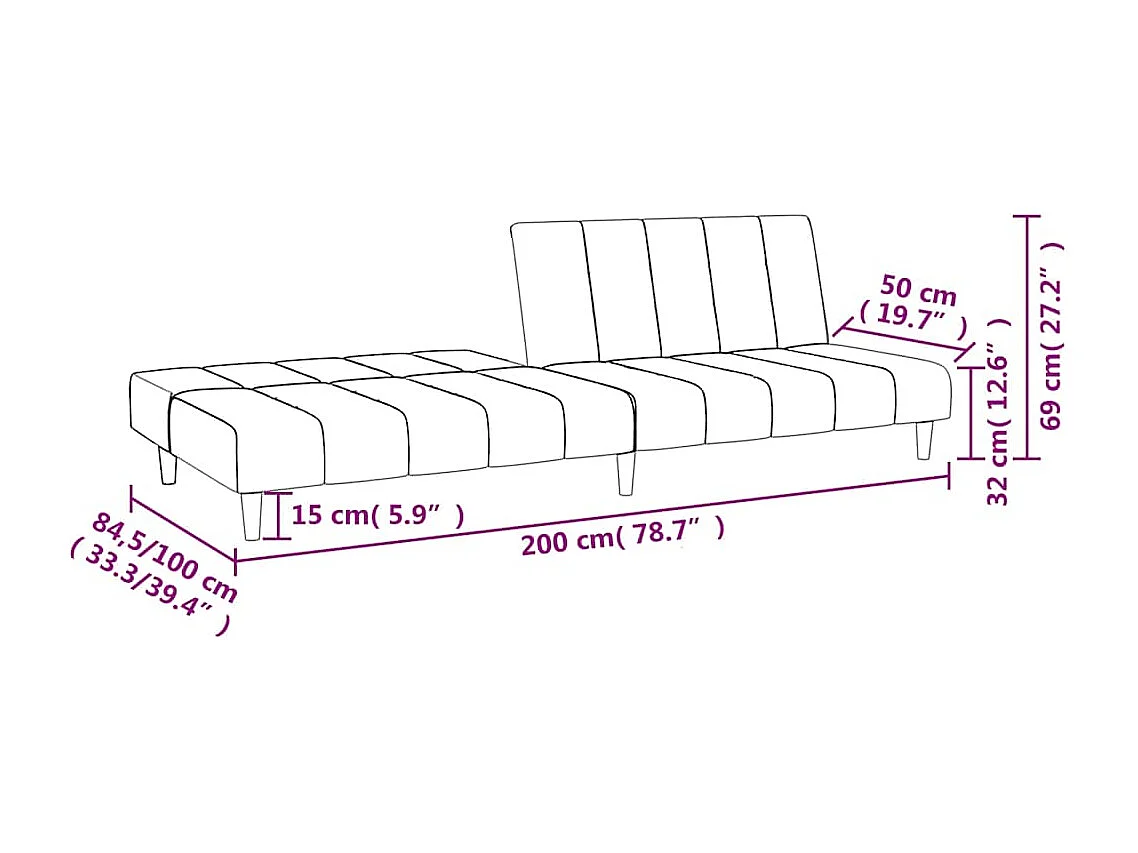Schlafsofa 2-Sitzer Dunkelgrün Samt