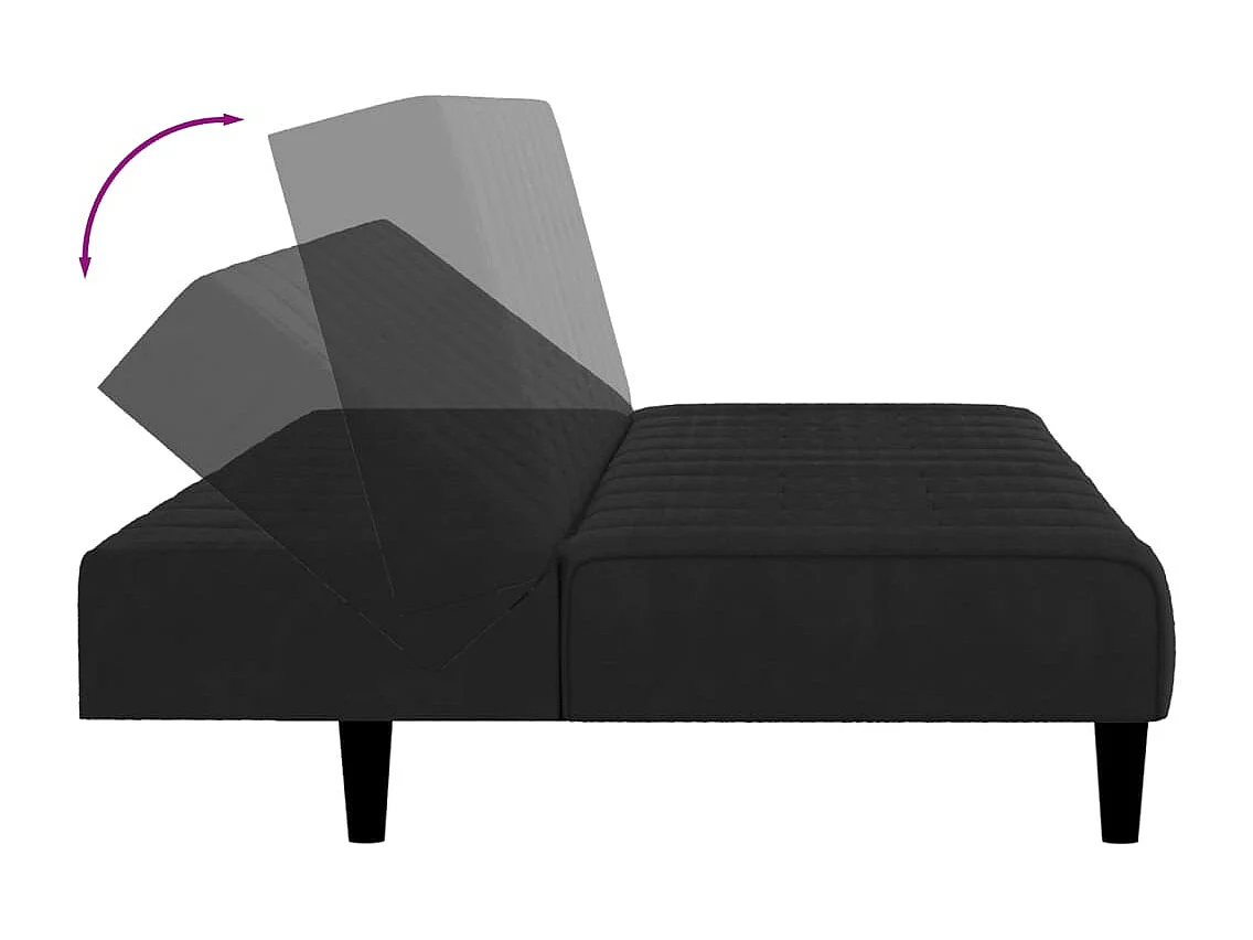 Slaapbank 2-zits fluweel zwart