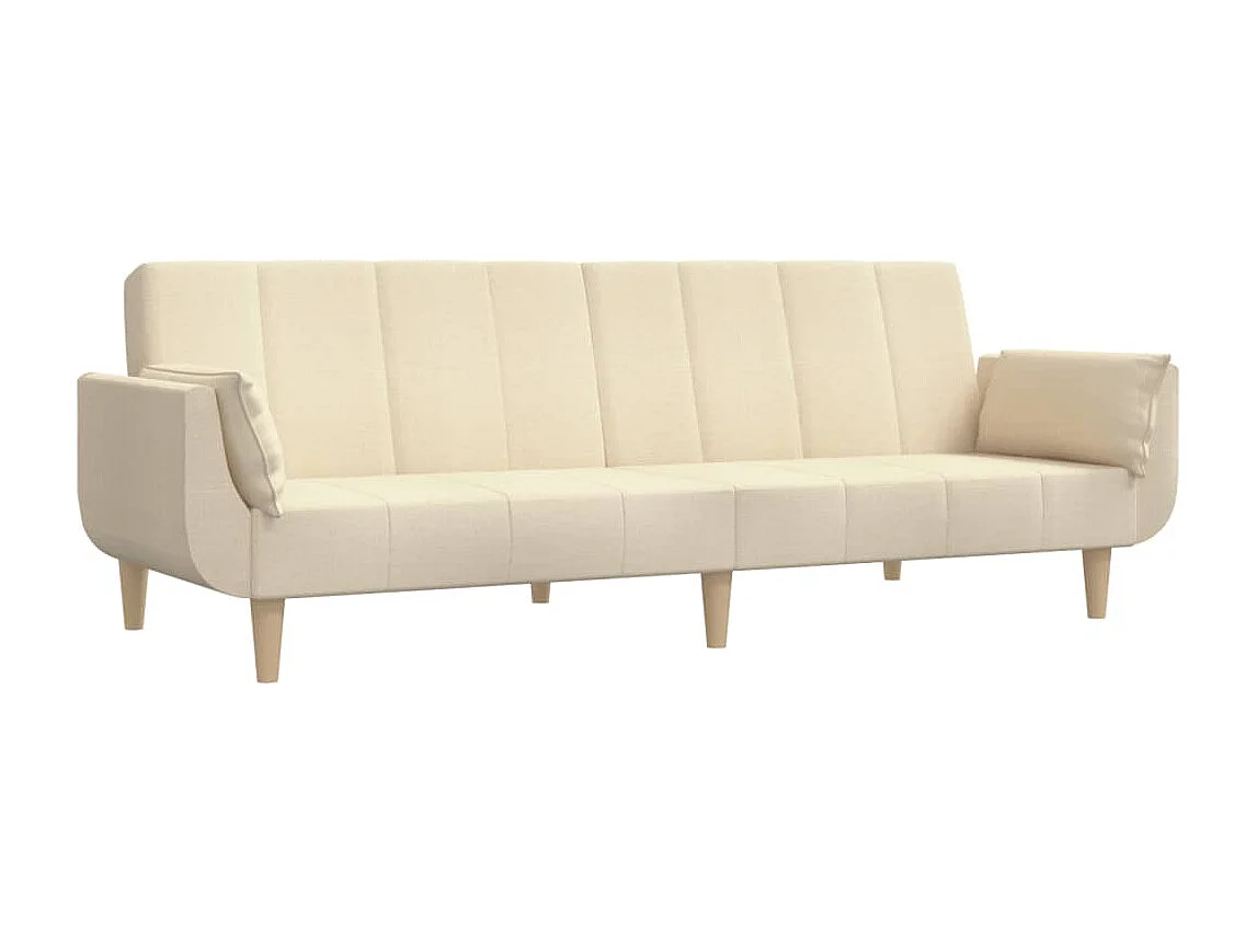Schlafsofa 2-Sitzer mit 2 Kissen Creme Stoff