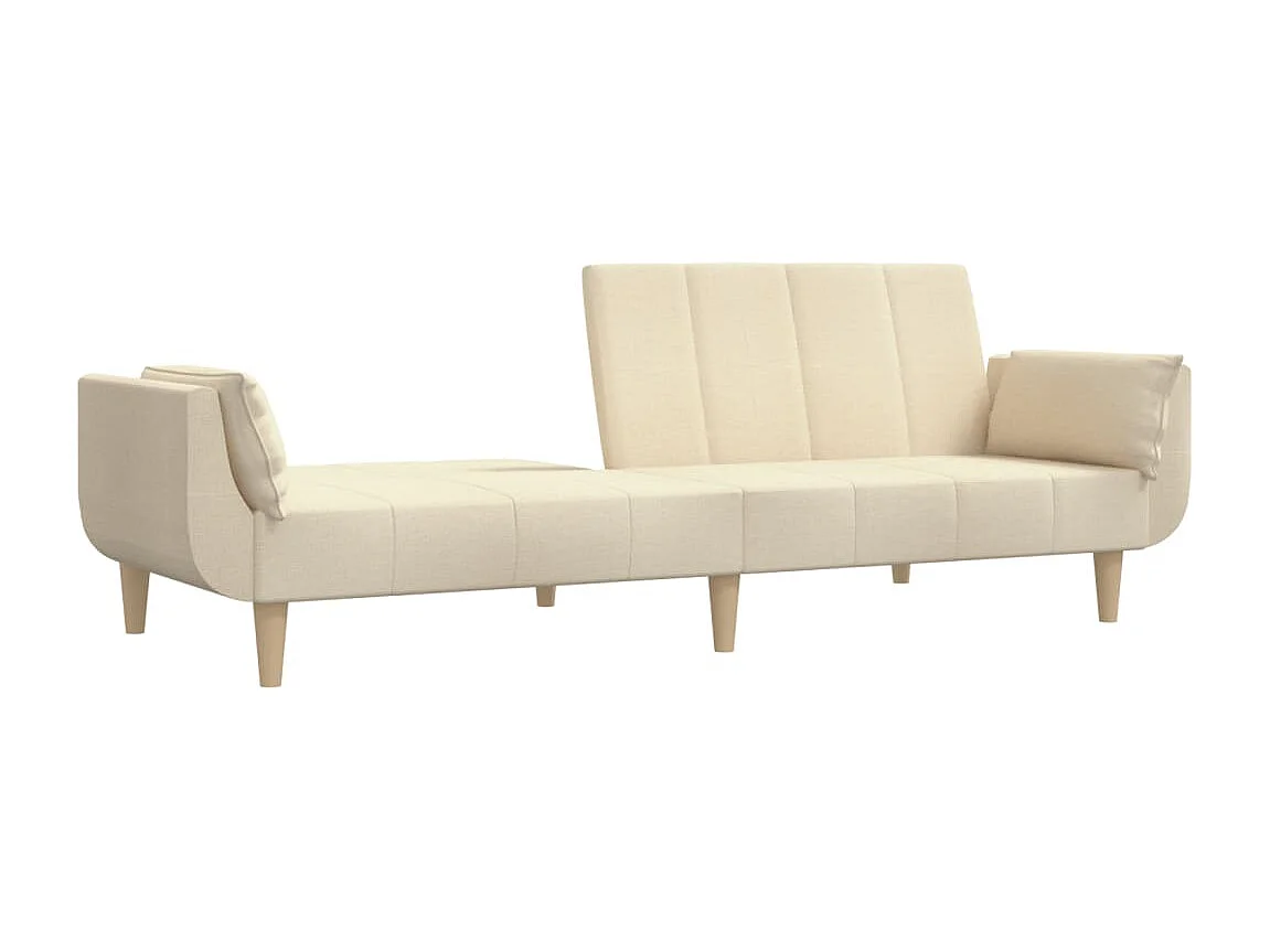 Schlafsofa 2-Sitzer mit 2 Kissen Creme Stoff