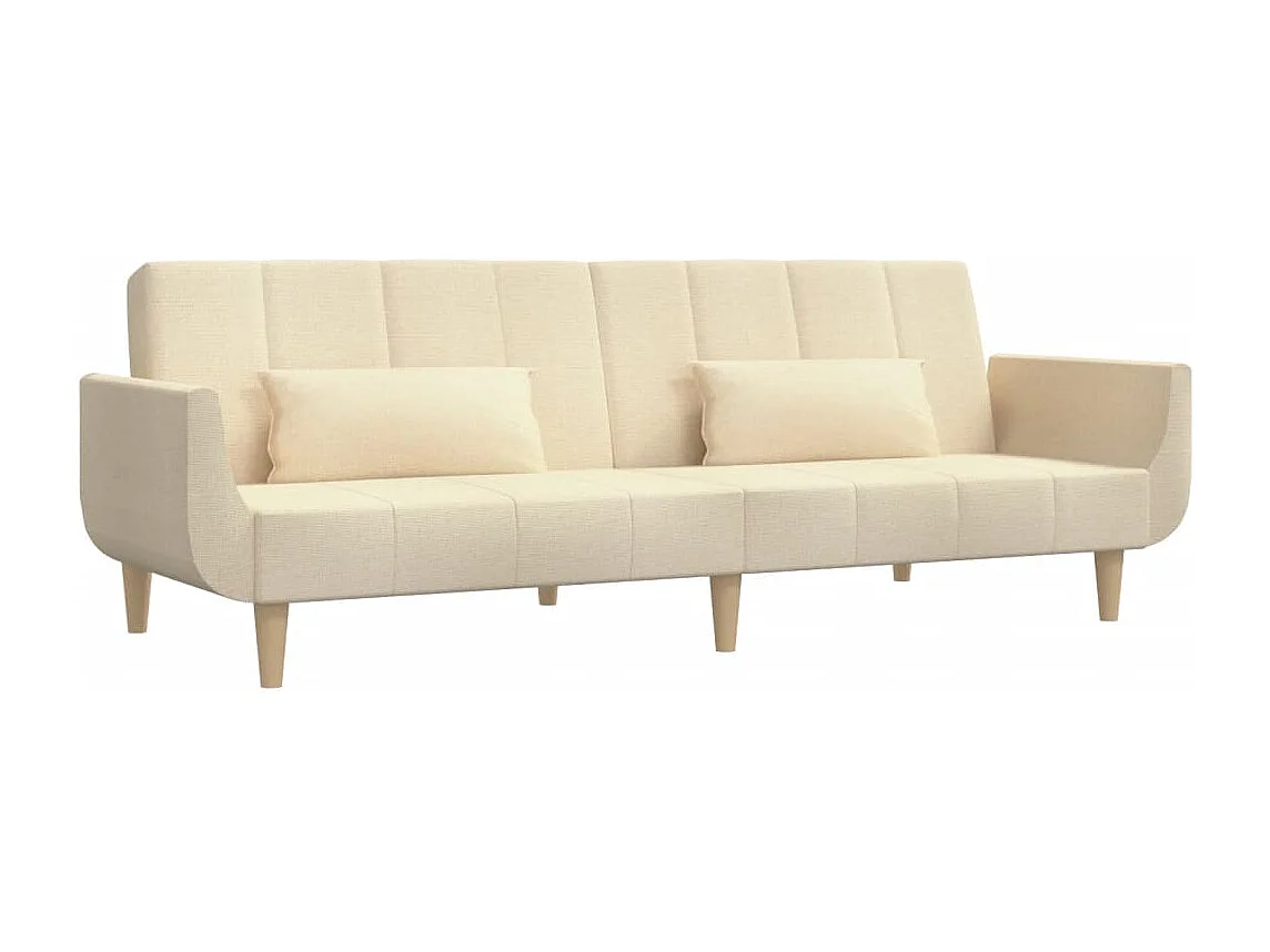 Schlafsofa 2-Sitzer mit 2 Kissen Creme Stoff