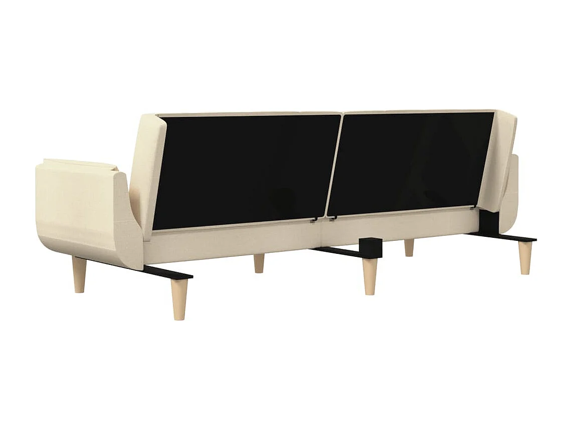 Schlafsofa 2-Sitzer mit 2 Kissen Creme Stoff