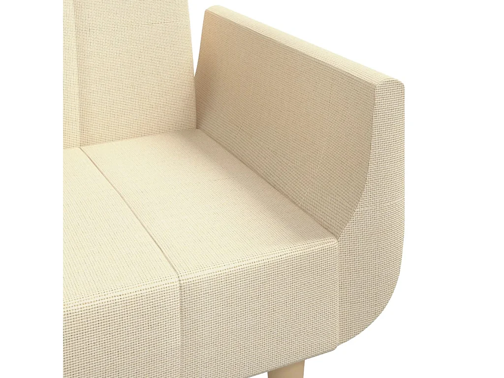 Schlafsofa 2-Sitzer mit 2 Kissen Creme Stoff