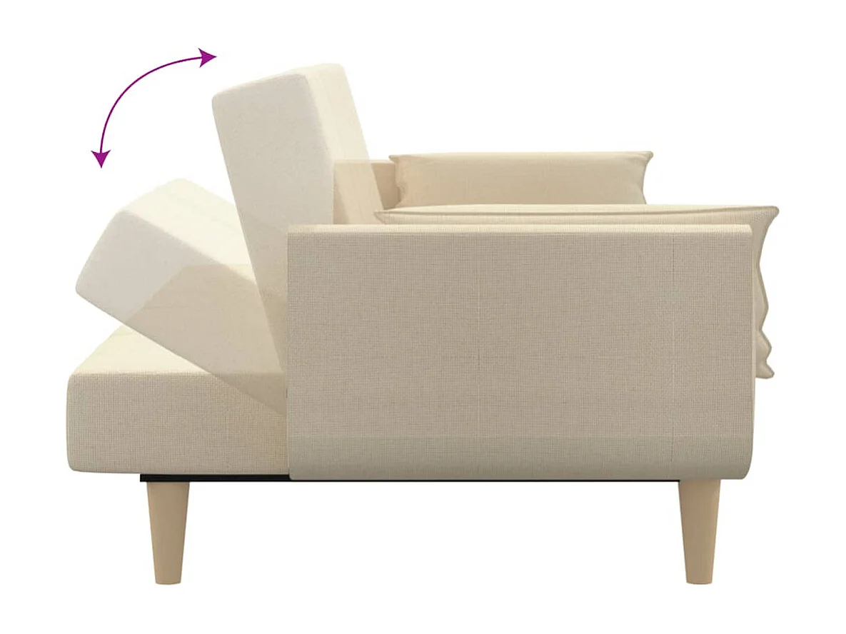 Sofá cama de 2 plazas con dos almohadas tela color crema