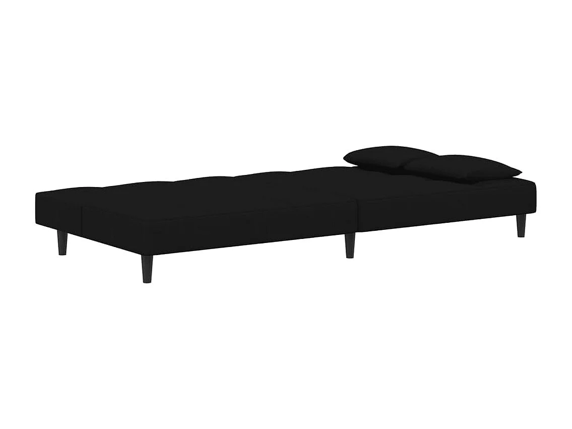 Sofá cama de 2 plazas con dos almohadas terciopelo negro