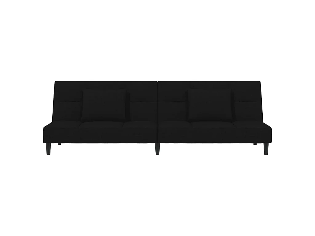 Slaapbank 2-zits met 2 kussens fluweel zwart