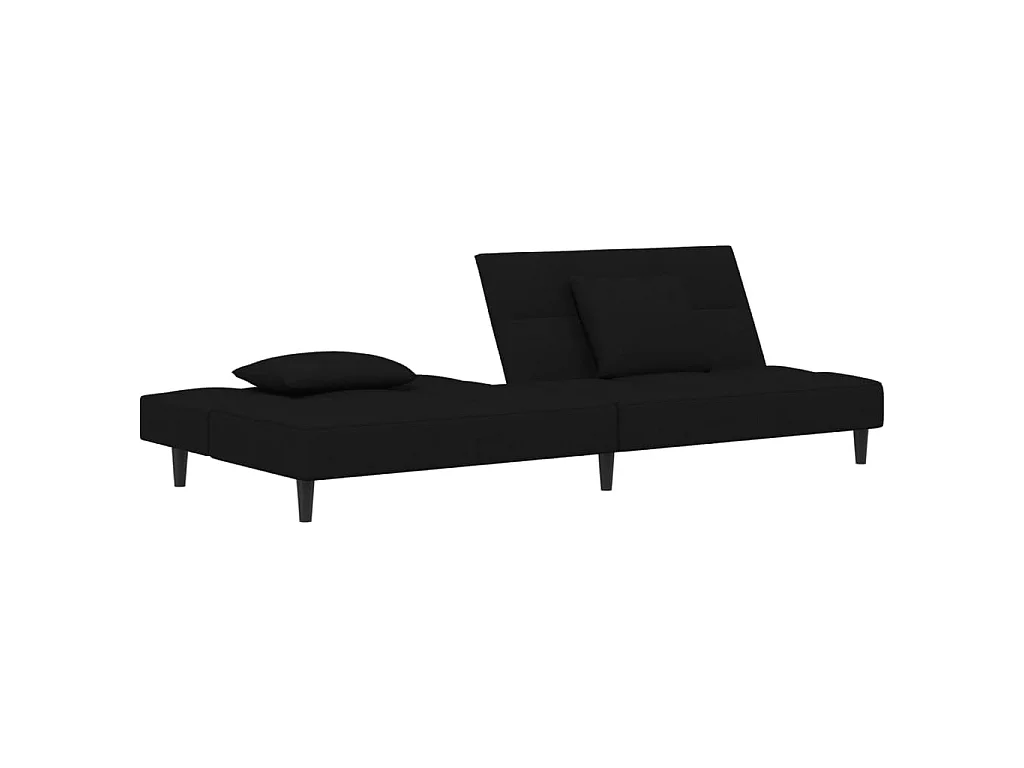 Slaapbank 2-zits met 2 kussens fluweel zwart