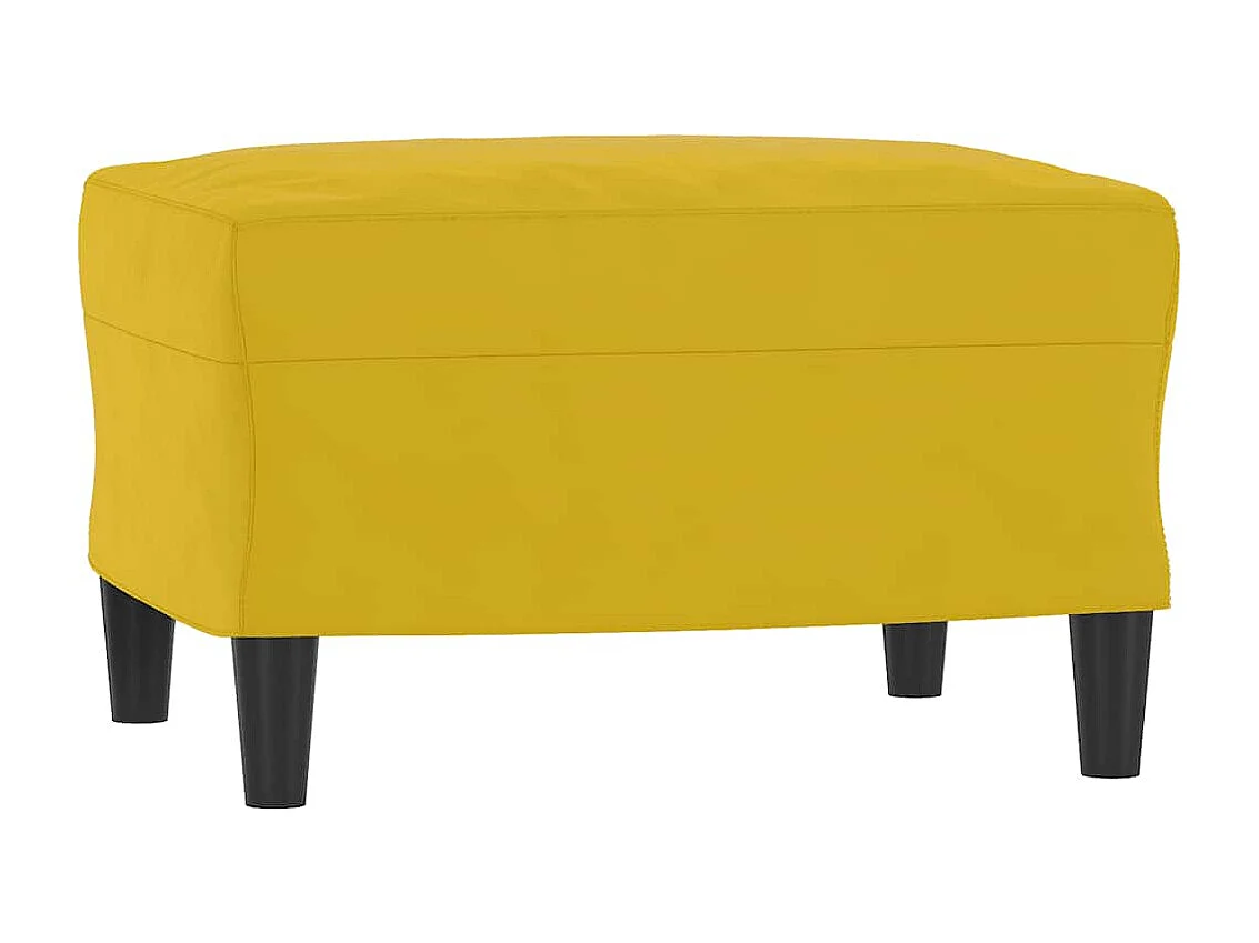 Canapé à 3 places avec repose-pieds jaune 180 cm velours