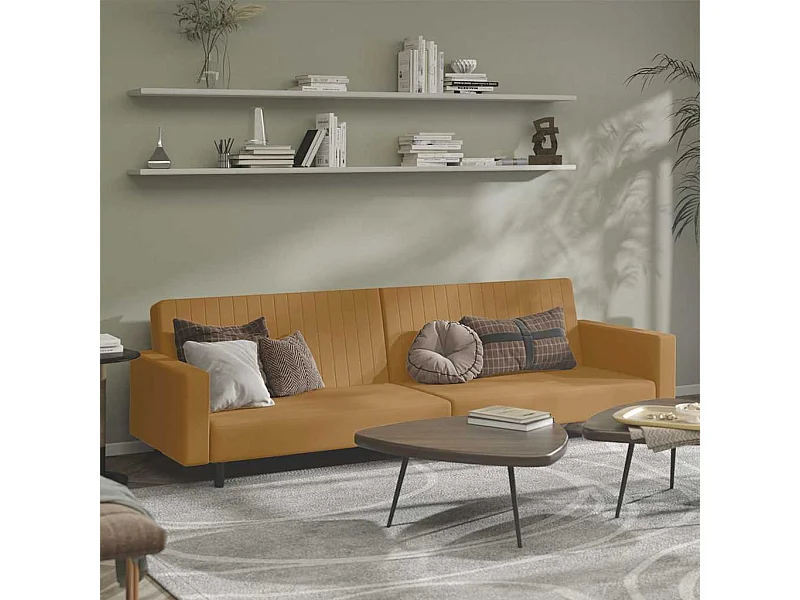 Schlafsofa 2-Sitzer Braun Samt