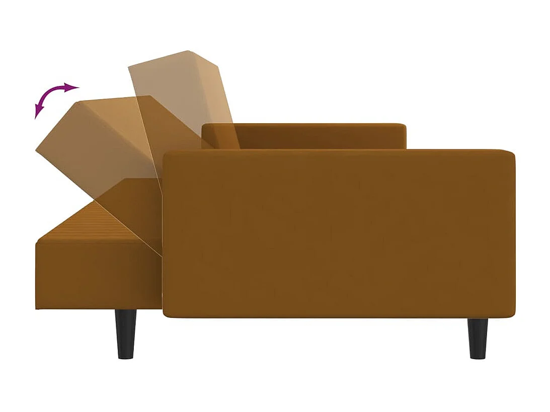 Schlafsofa 2-Sitzer Braun Samt