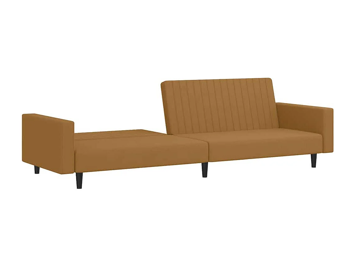 Slaapbank 2-zits fluweel bruin