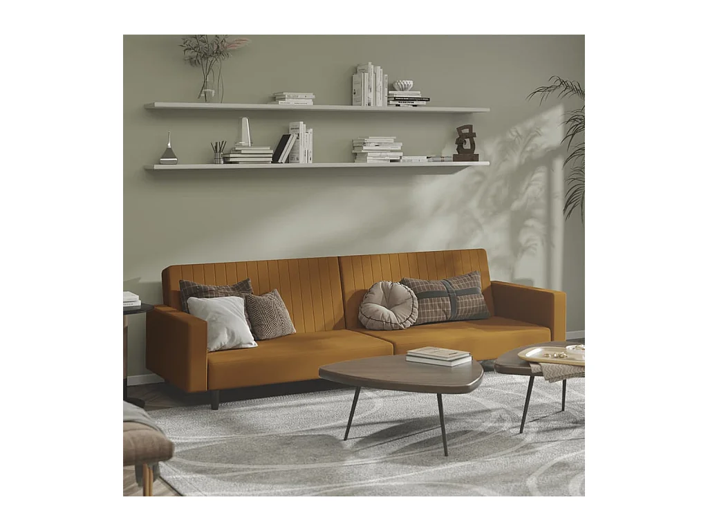 Schlafsofa 2-Sitzer Braun Samt