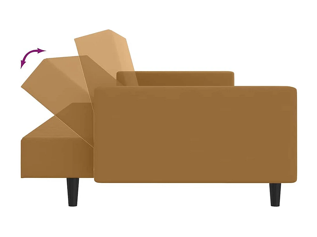 Canapé-lit à 2 places marron velours