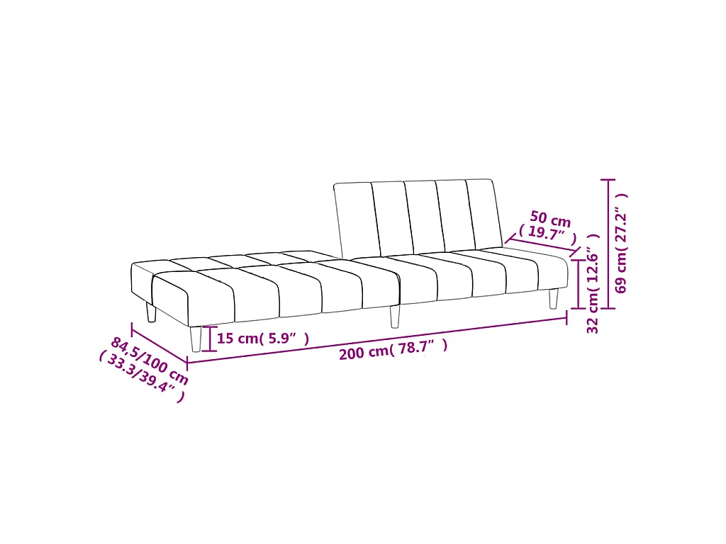 Canapé-lit à 2 places gris clair tissu