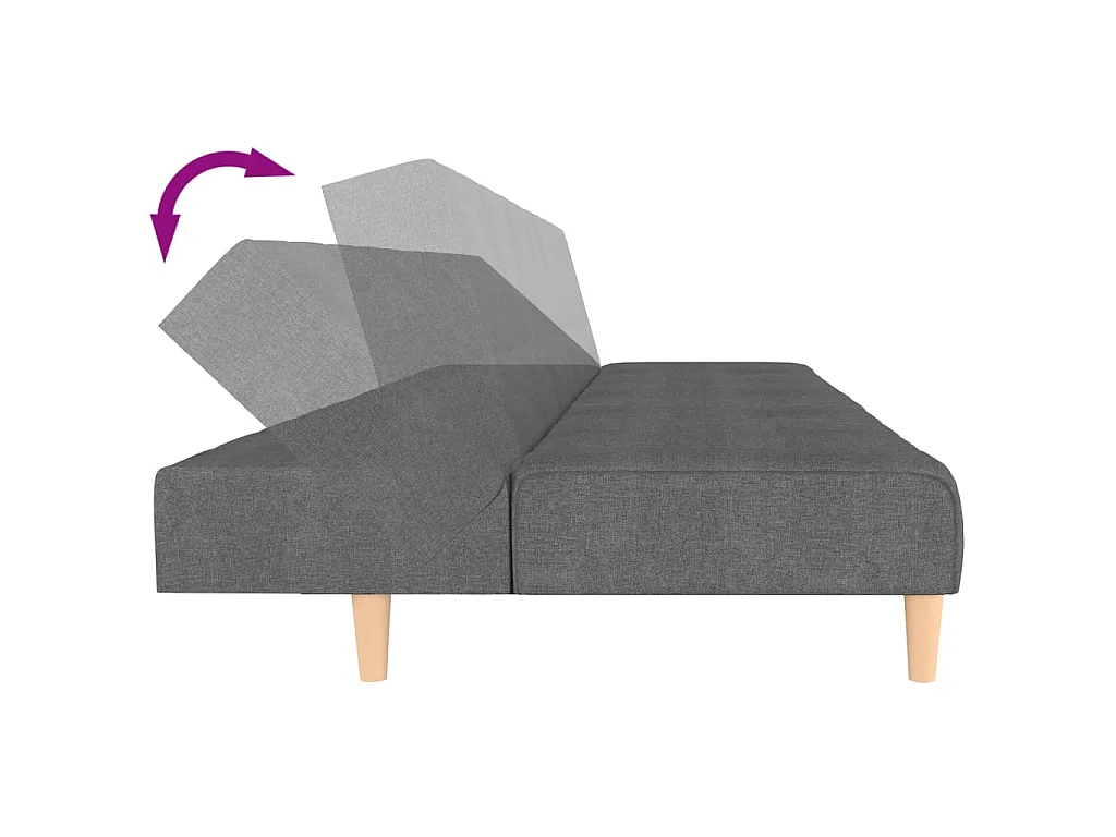 Canapé-lit à 2 places gris clair tissu