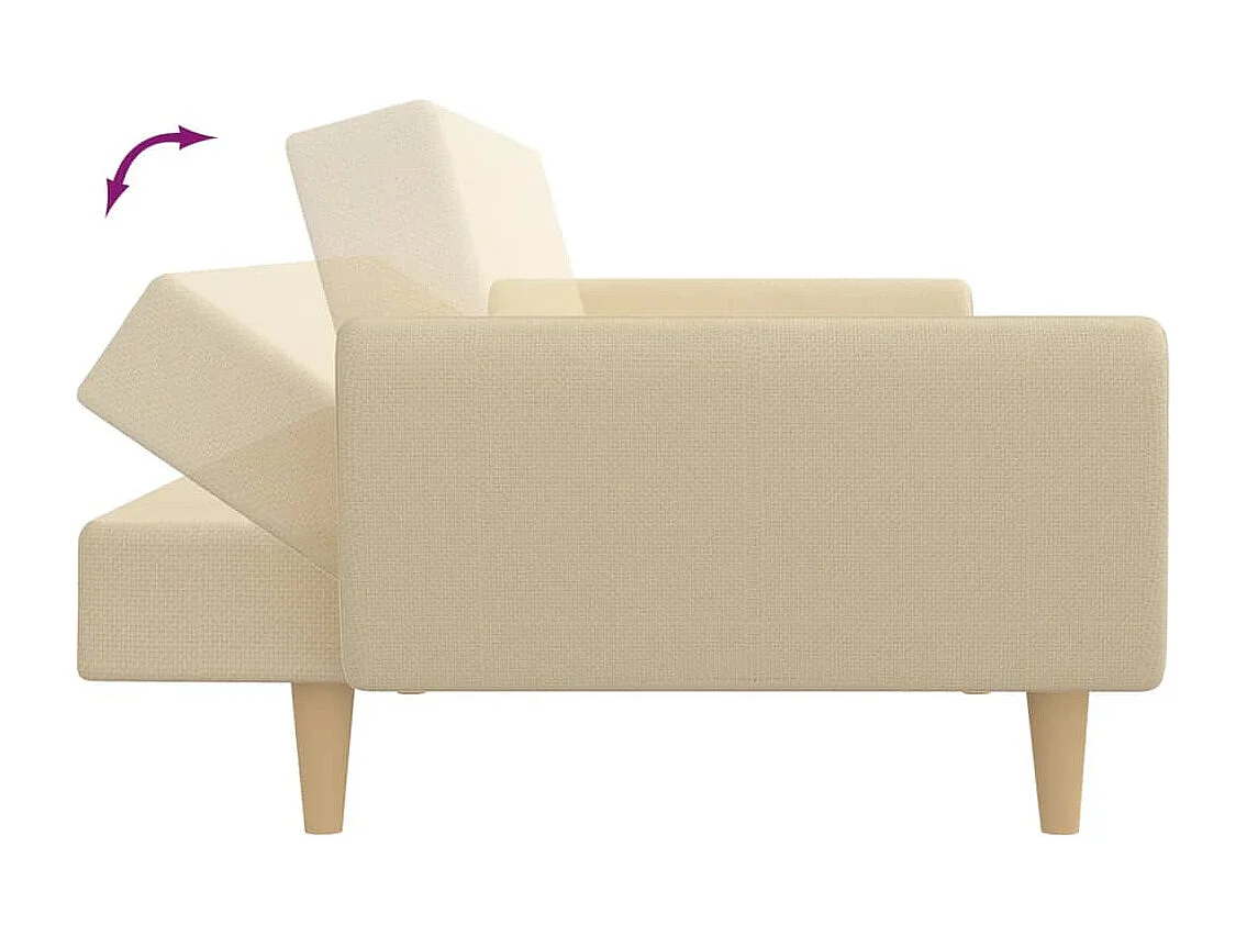 Sofá-cama de 2 lugares tecido cor creme