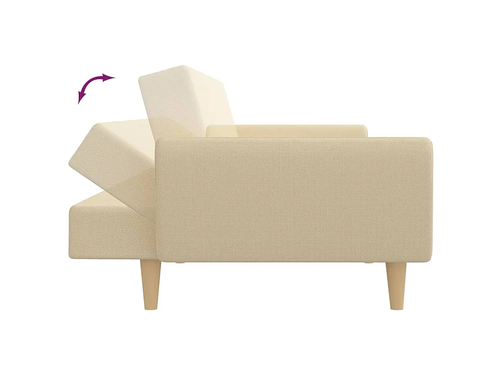 Canapé convertible clic-clac 2 places en tissu crème