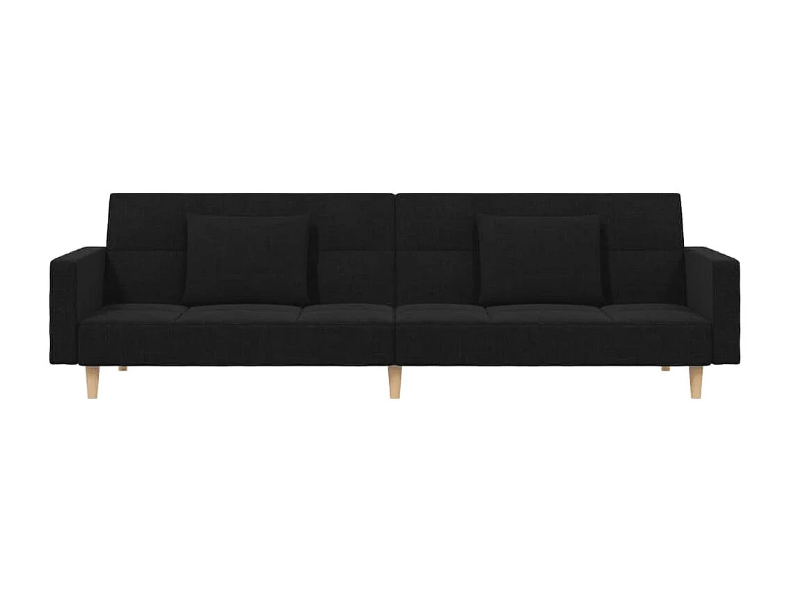 Schlafsofa 2-Sitzer mit 2 Kissen Schwarz Stoff