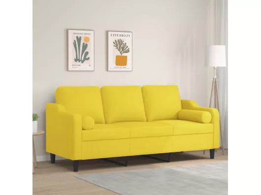 Kauf Unique 3-Sitzer-Sofa mit Zierkissen Hellgelb 180 cm Stoff