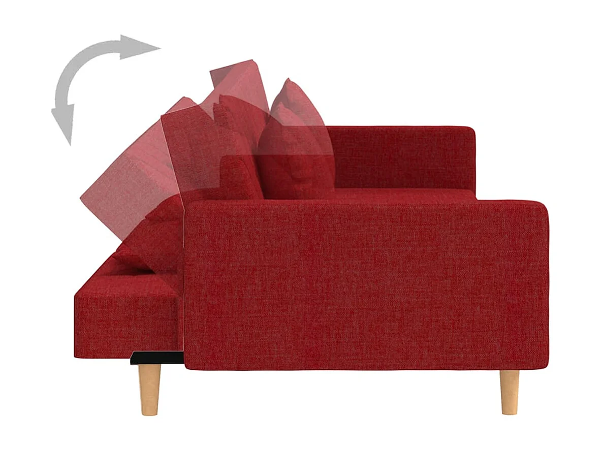 Sofá-cama 2 lugares com duas almofadas tecido vermelho tinto