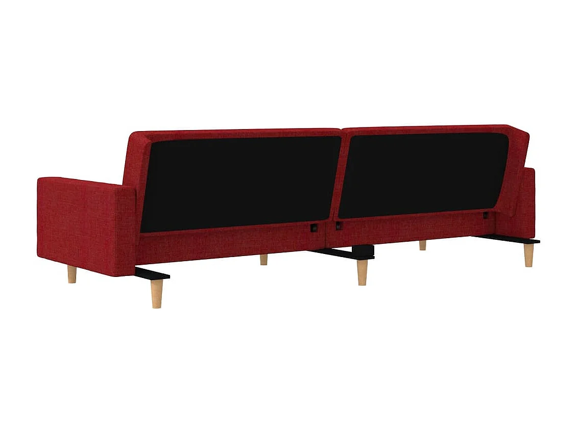 Sofá-cama 2 lugares com duas almofadas tecido vermelho tinto