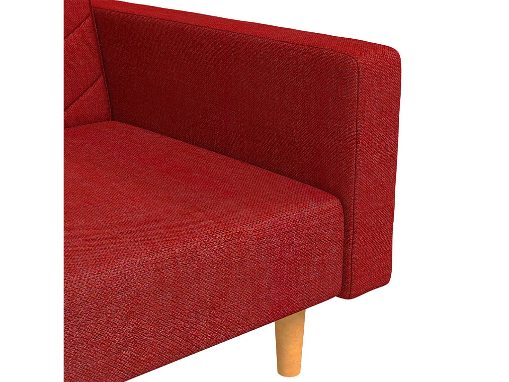 Sofá-cama 2 lugares com duas almofadas tecido vermelho tinto