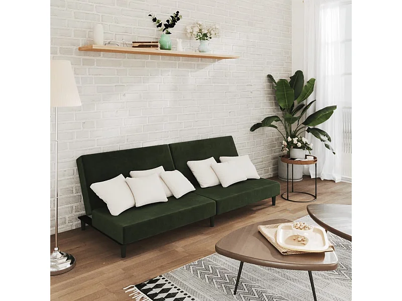 Sofá cama de 2 plazas terciopelo verde oscuro
