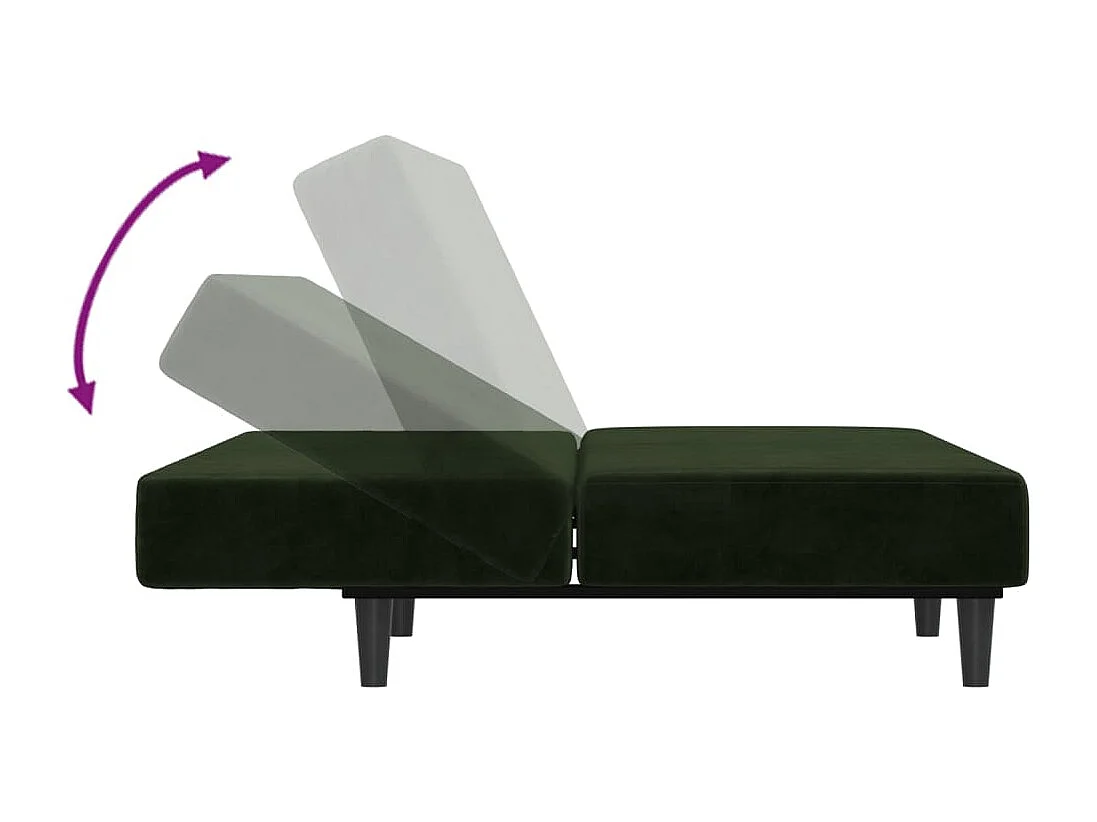 Canapé-lit à 2 places vert foncé velours