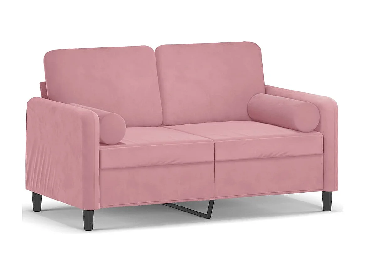 Tweezitsbank met sierkussens 120 cm fluweel roze