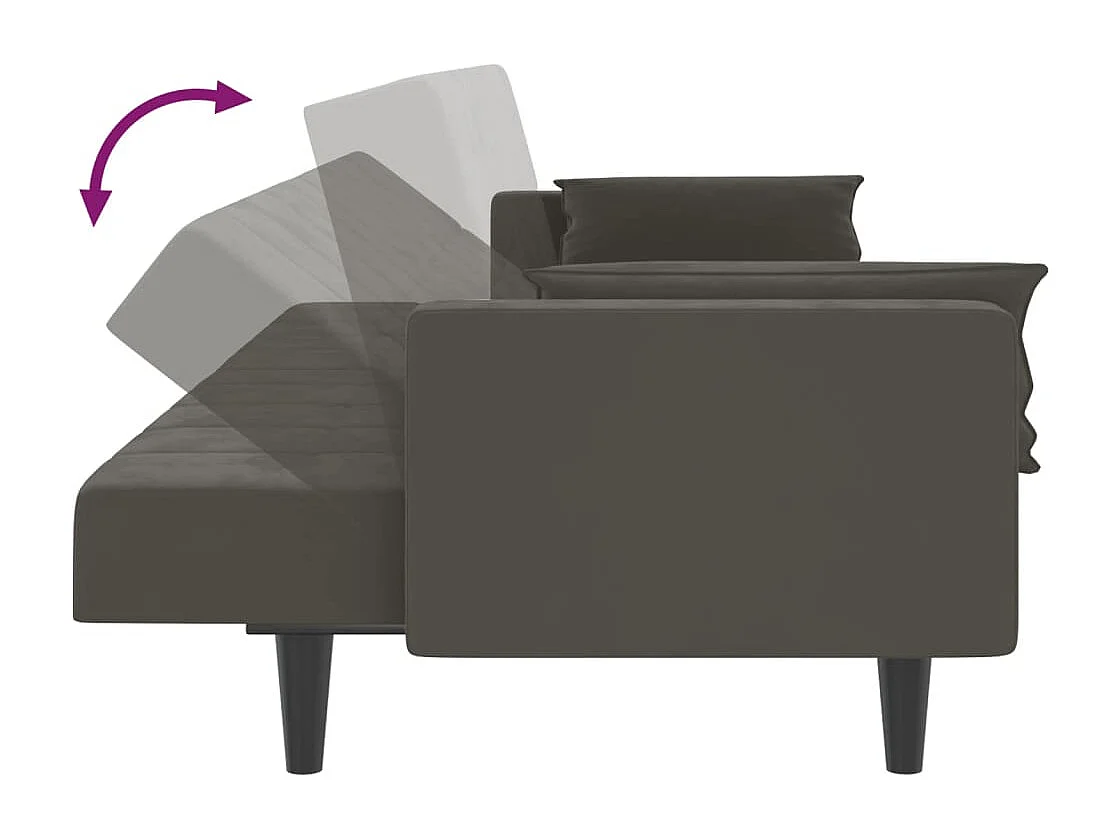 Schlafsofa 2-Sitzer mit 2 Kissen Dunkelgrau Samt