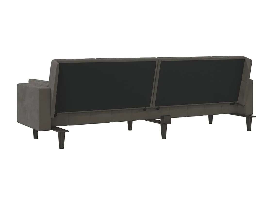 Schlafsofa 2-Sitzer mit 2 Kissen Dunkelgrau Samt