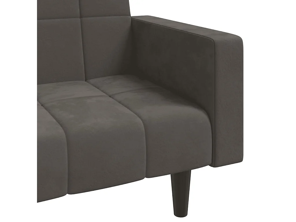 Schlafsofa 2-Sitzer mit 2 Kissen Dunkelgrau Samt