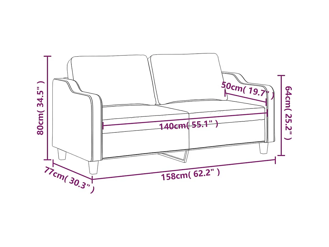Tweezitsbank 140 cm stof donkergrijs