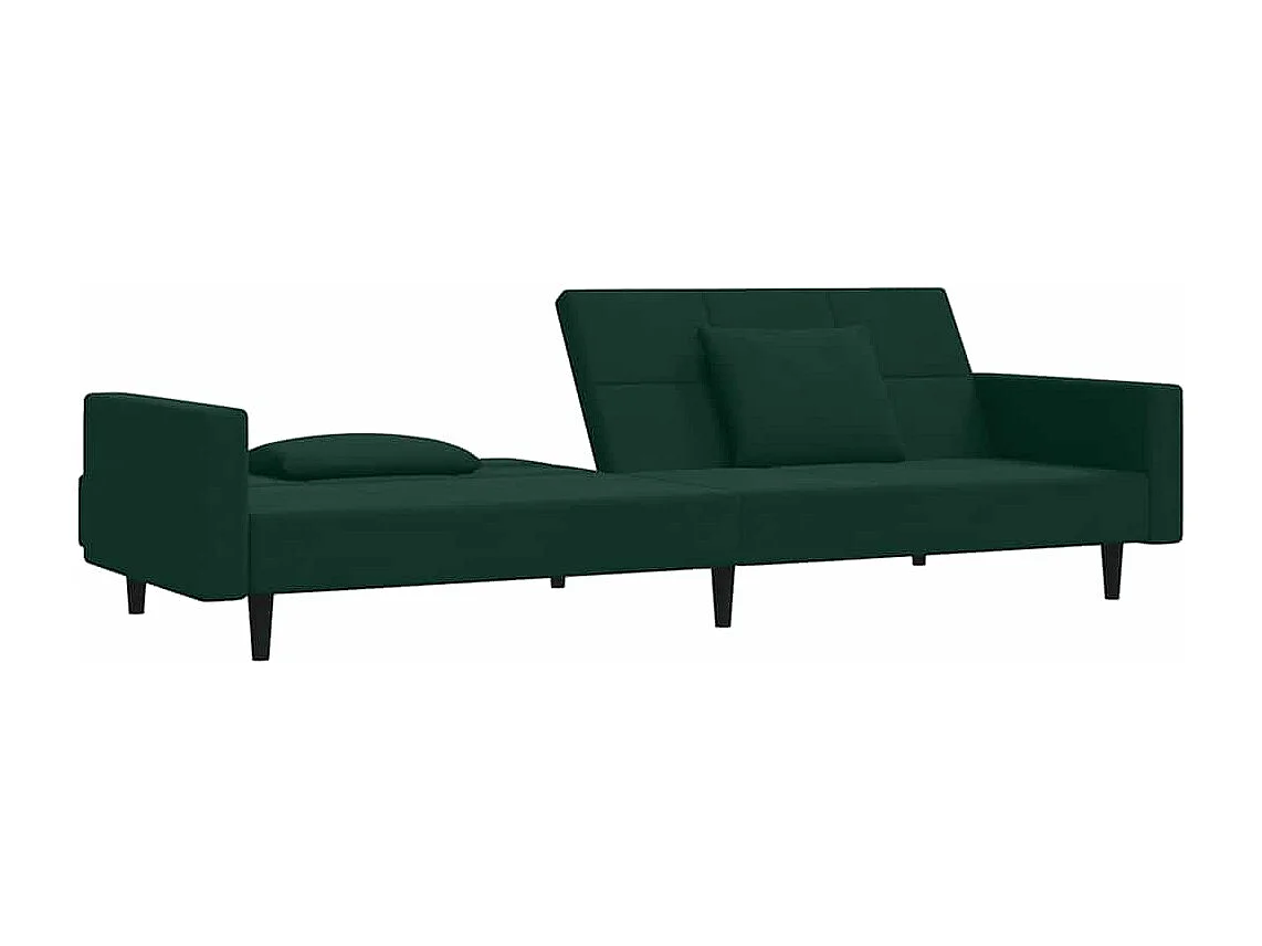 Canapé-lit à 2 places avec deux oreillers Vert foncé Velours