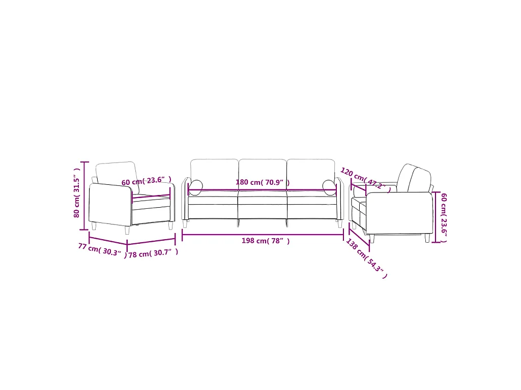Set di Divani 3 pz con Cuscini Grigio Scuro in Velluto