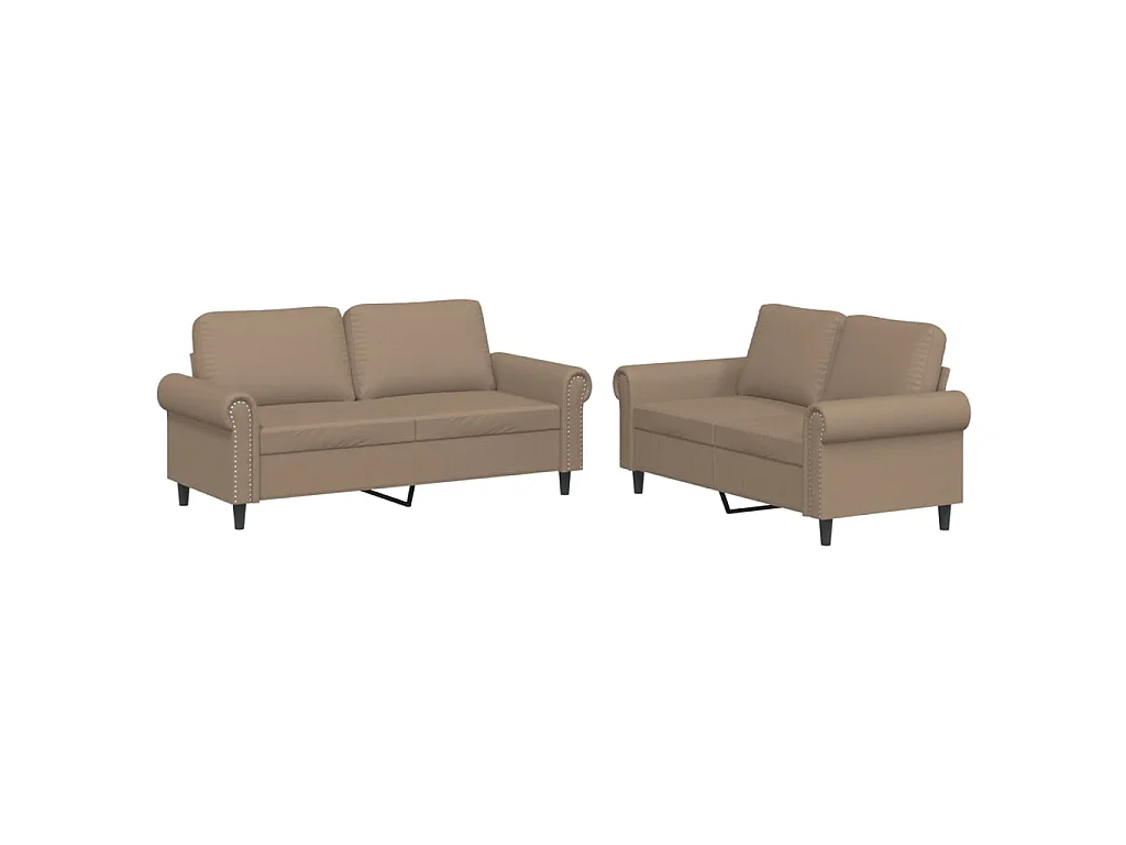 Ensemble de canapés 2 pcs avec coussins Cappuccino Similicuir