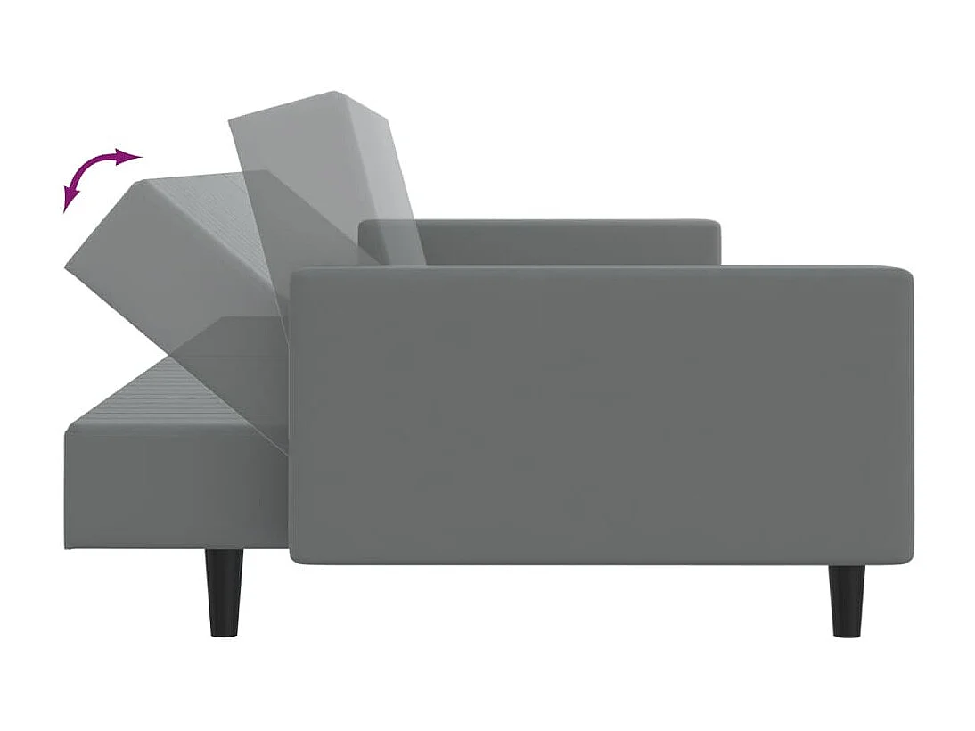 Schlafsofa 2-Sitzer Hellgrau Samt