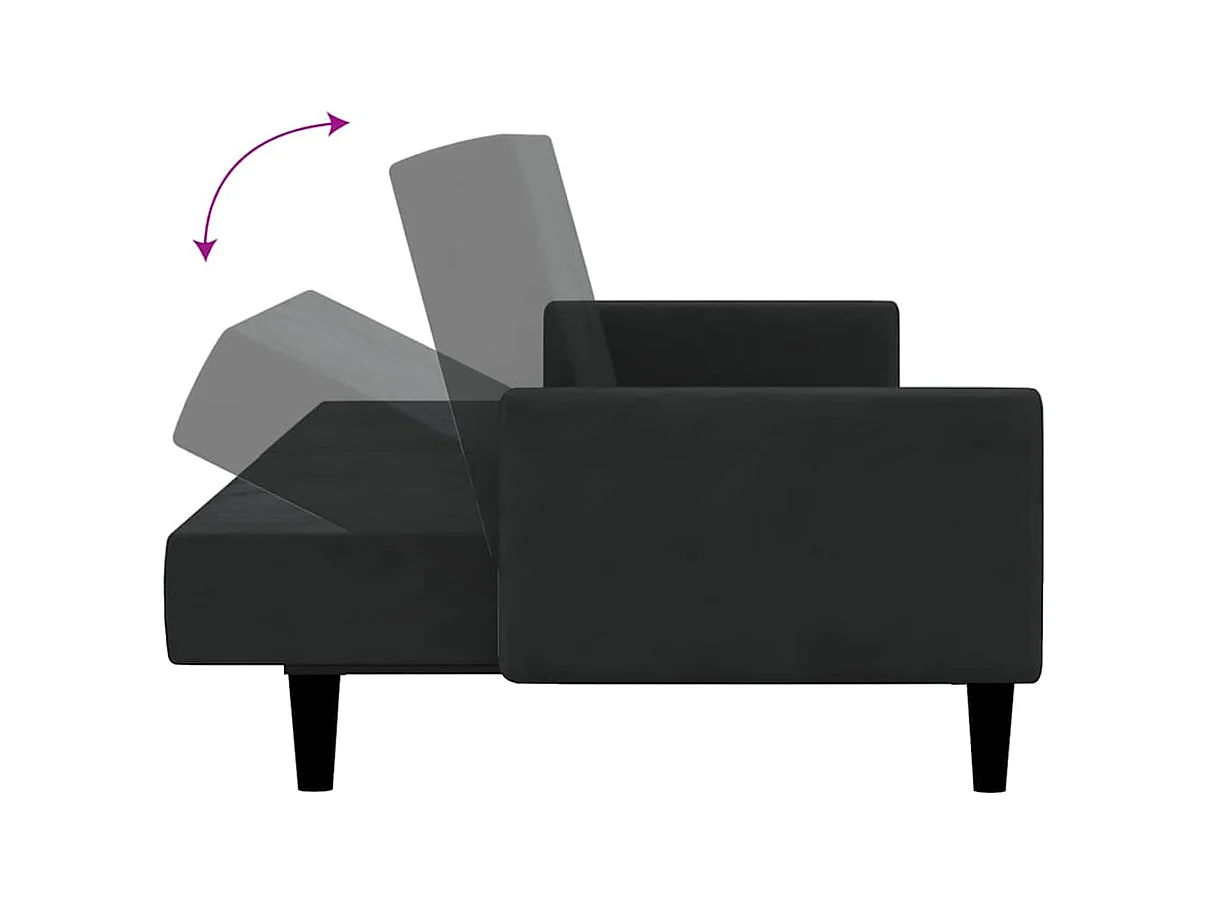 Sofá cama de 2 plazas terciopelo negro