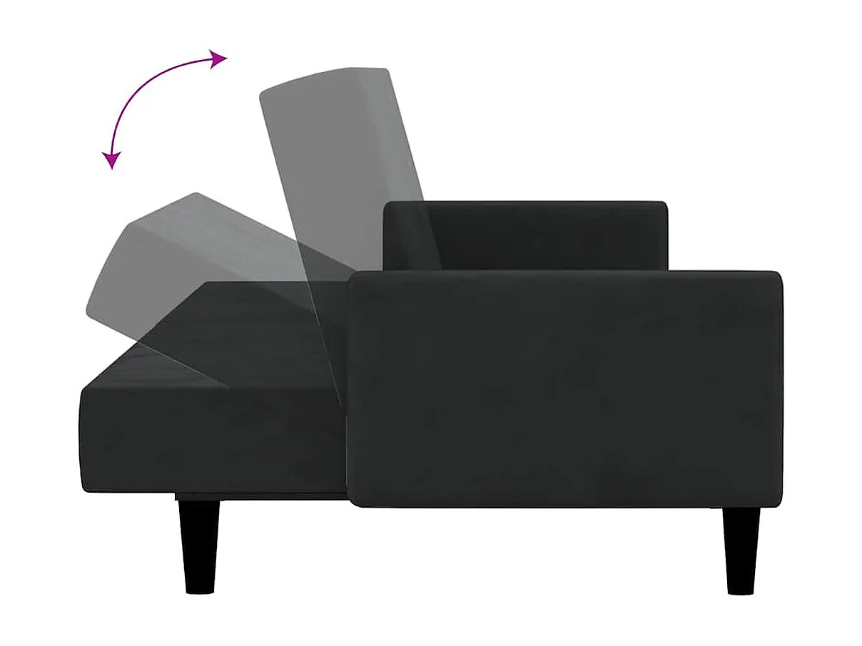 Schlafsofa 2-Sitzer Schwarz Samt