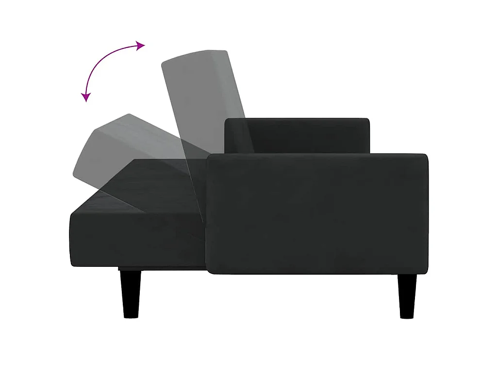 Canapé-lit 2 places noir velours