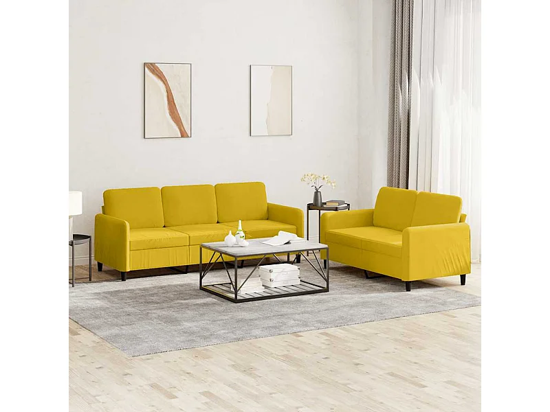 Set di Divani 2 pz Giallo in Velluto