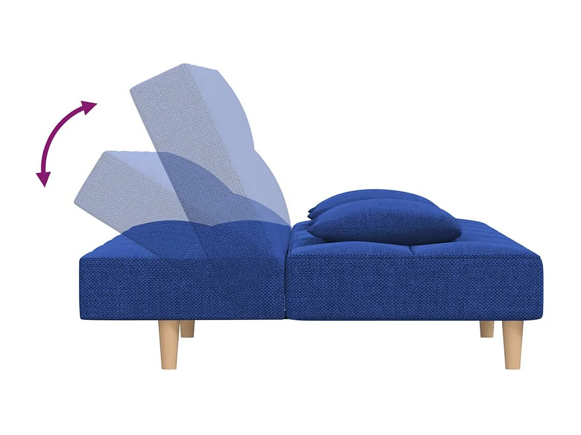 Schlafsofa 2-Sitzer mit 2 Kissen Blau Stoff